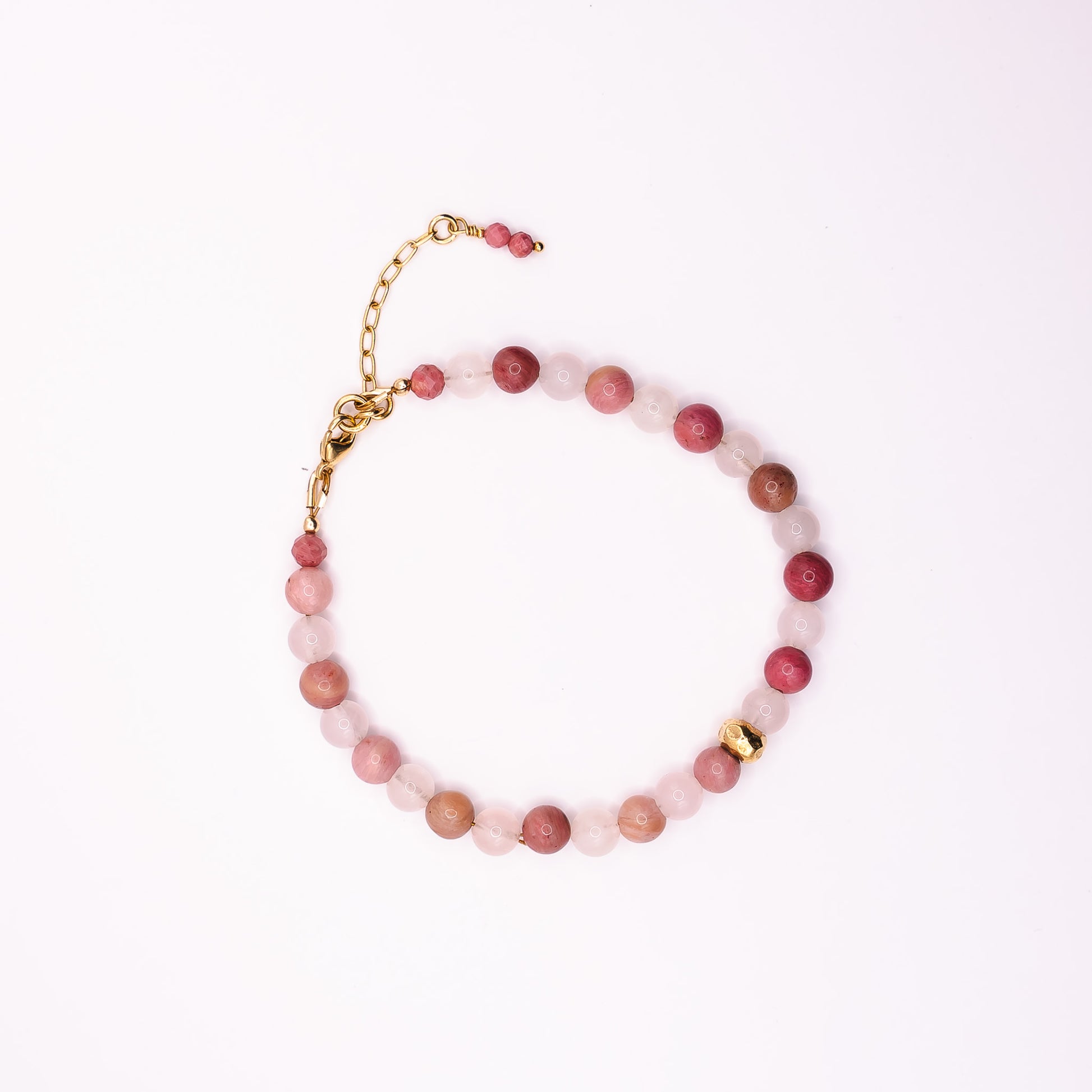 A Soul & Stone hand-knotted gemstone bracelet laid on a white background.