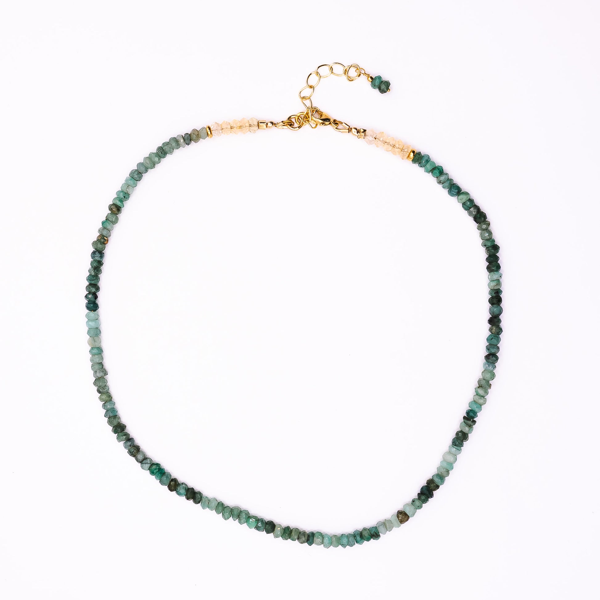 A Soul & Stone hand-knotted gemstone choker necklace laid on a white background.